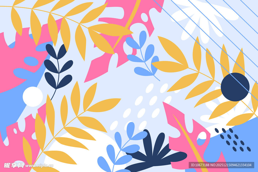 多彩抽象植物图案背景