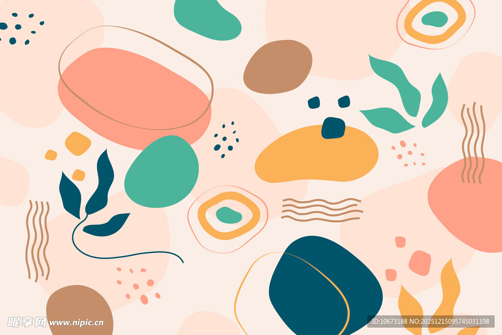 抽象几何植物图案背景