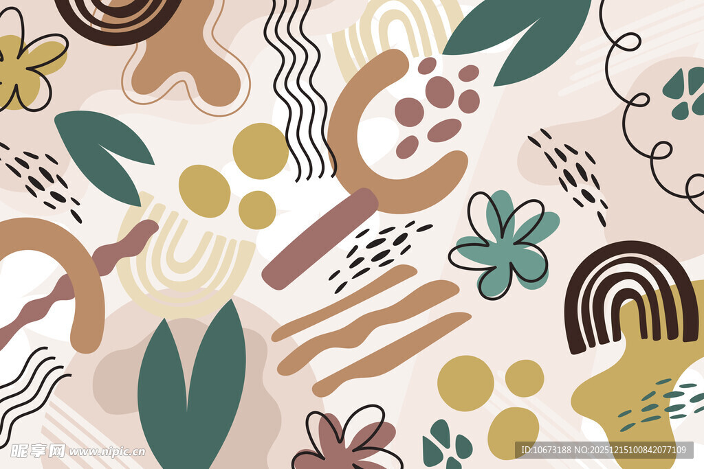 抽象几何植物图案背景