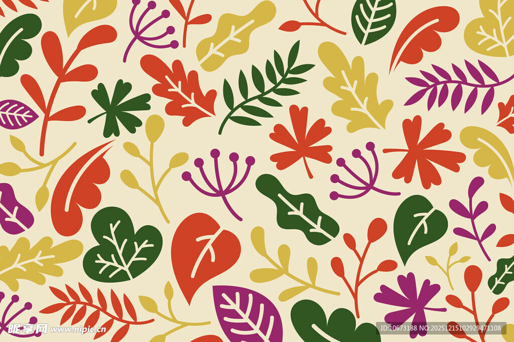 多彩秋叶花卉图案背景