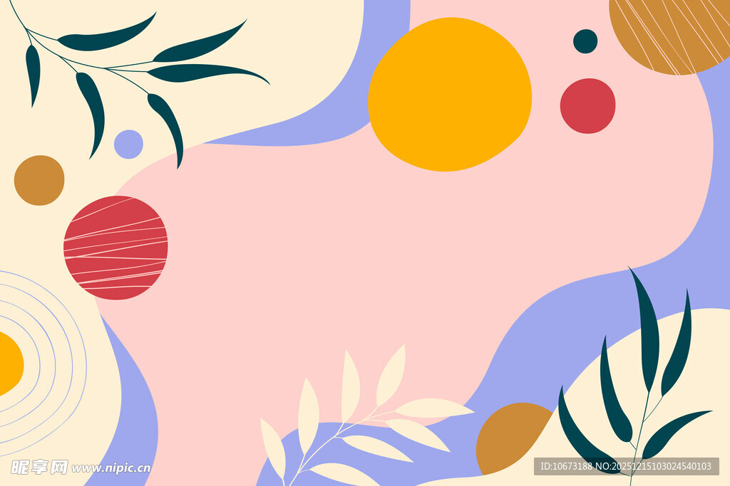 梦幻几何植物抽象背景图