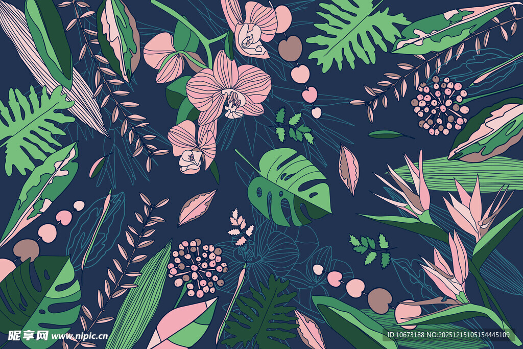 热带植物花卉图案设计