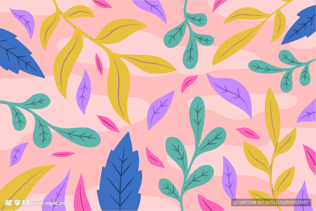 多彩花叶图案背景