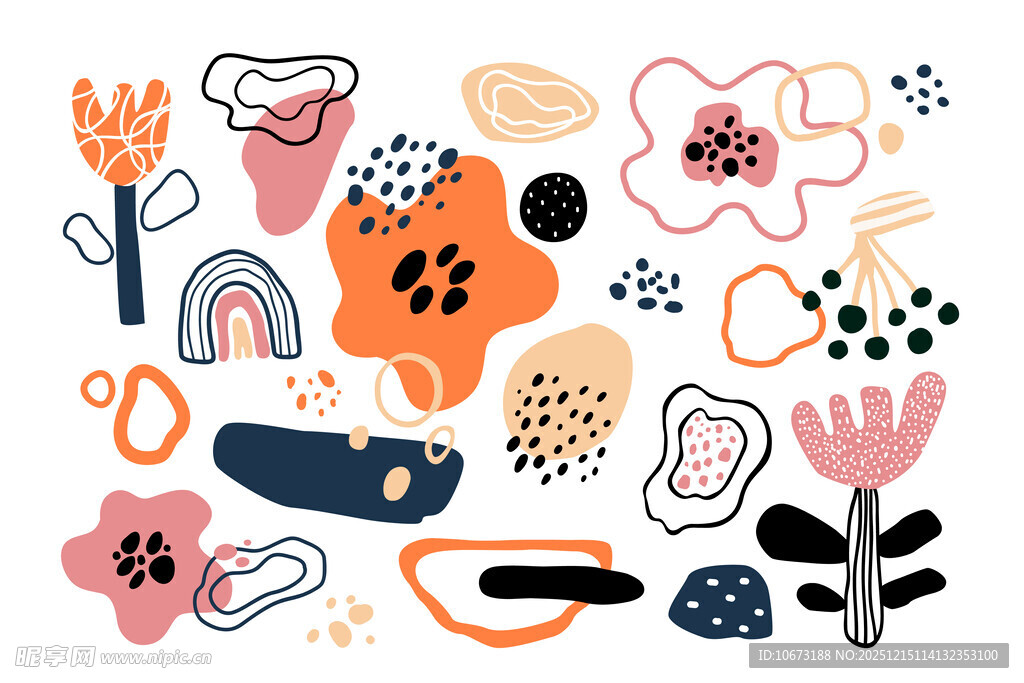 抽象几何花卉图案元素集