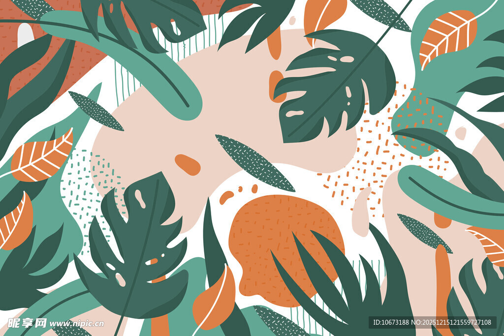 热带丛林中的动物插画