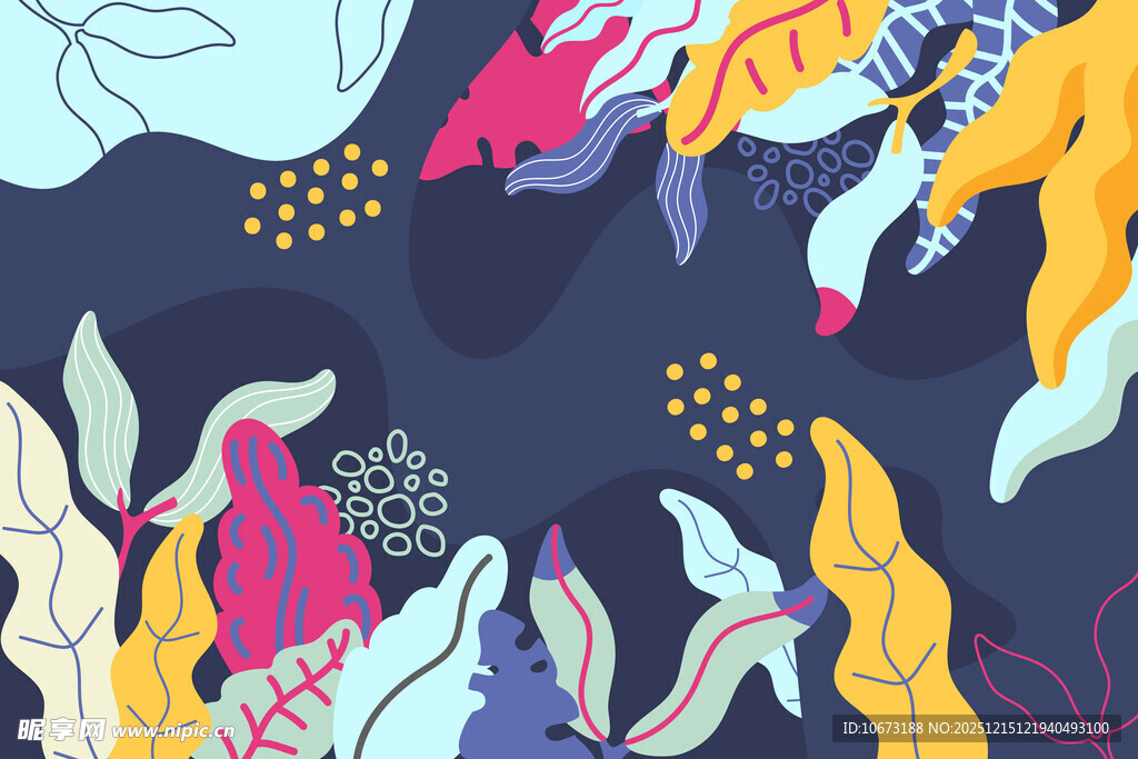 梦幻海底植物插画