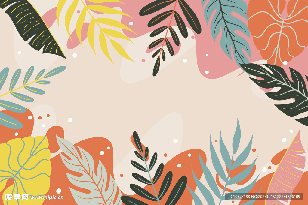 多彩热带植物边框图案