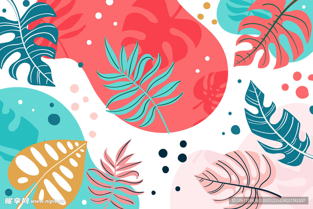 多彩植物图案背景设计