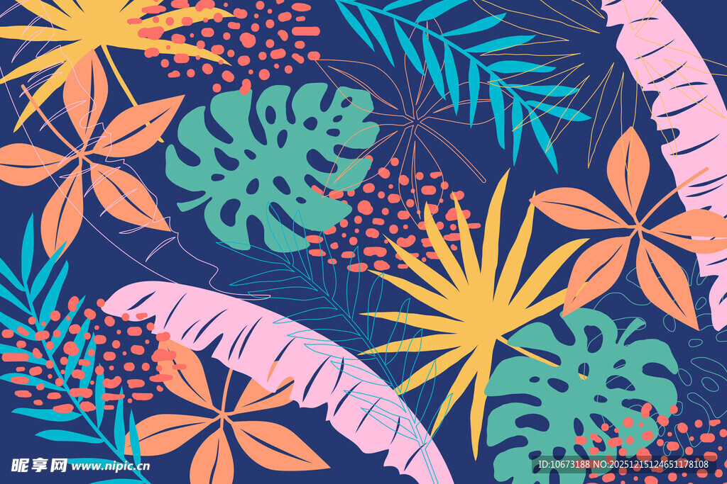热带植物图案背景