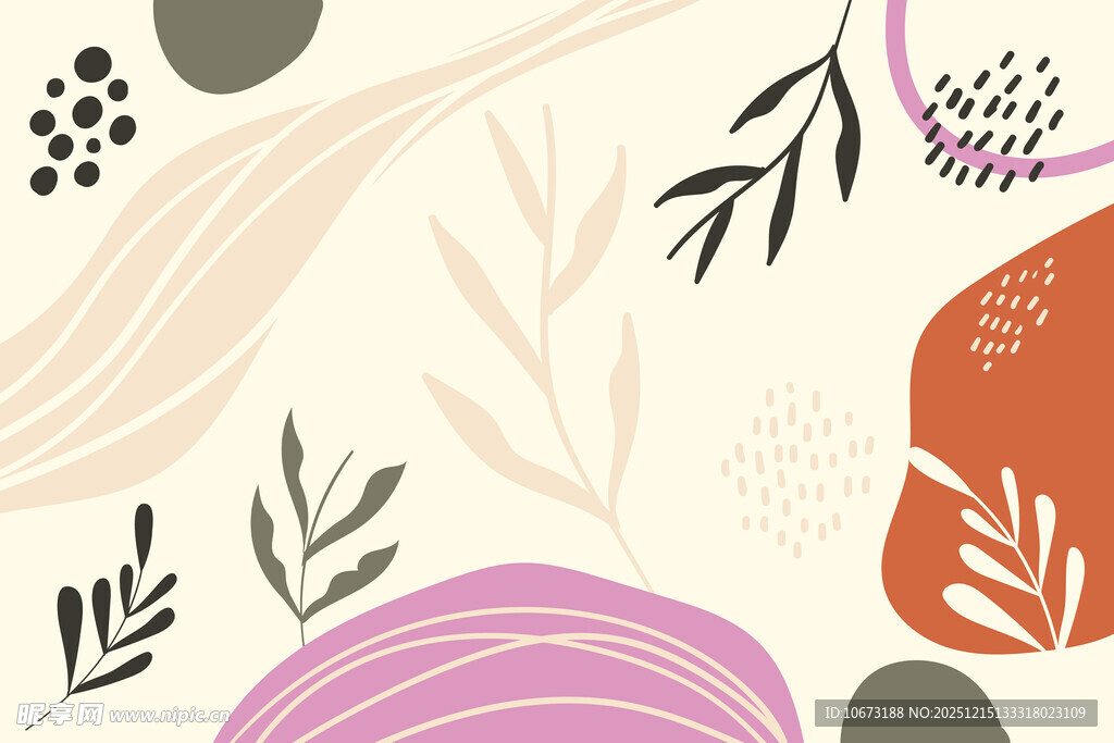 抽象植物风几何图案背景