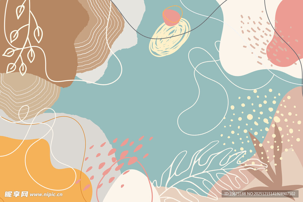 抽象多彩自然风景插画