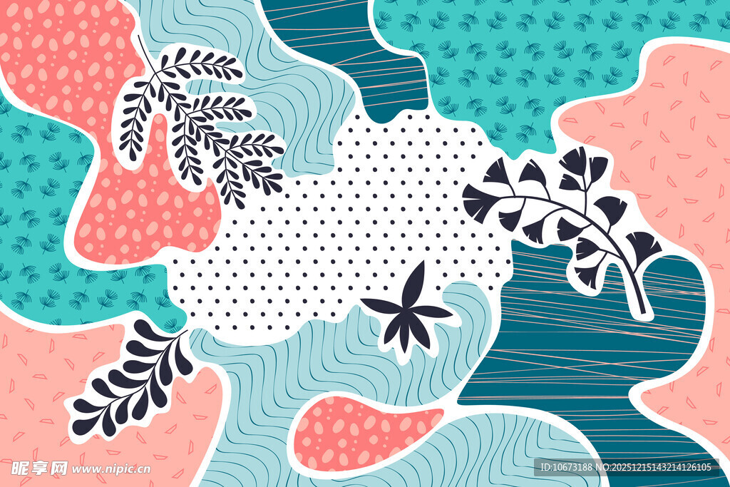 抽象植物海洋元素图案