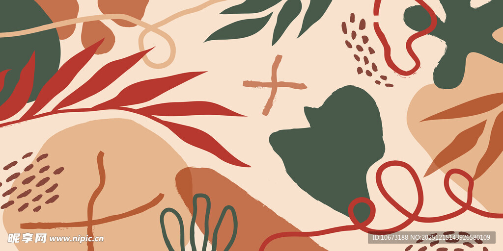 抽象几何植物图案背景