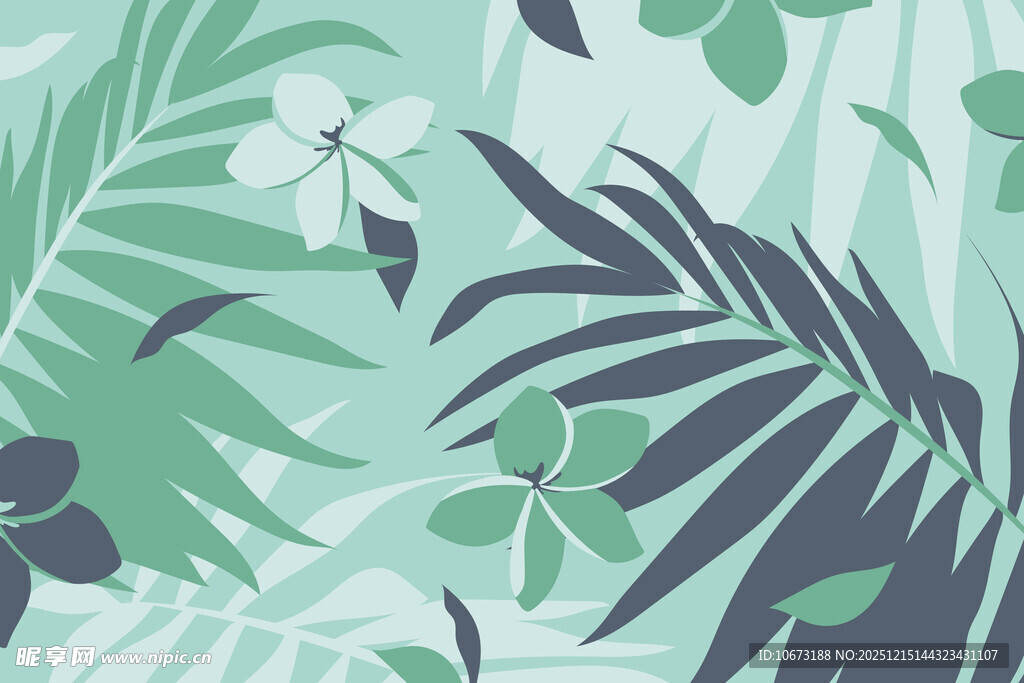 清新热带植物图案背景