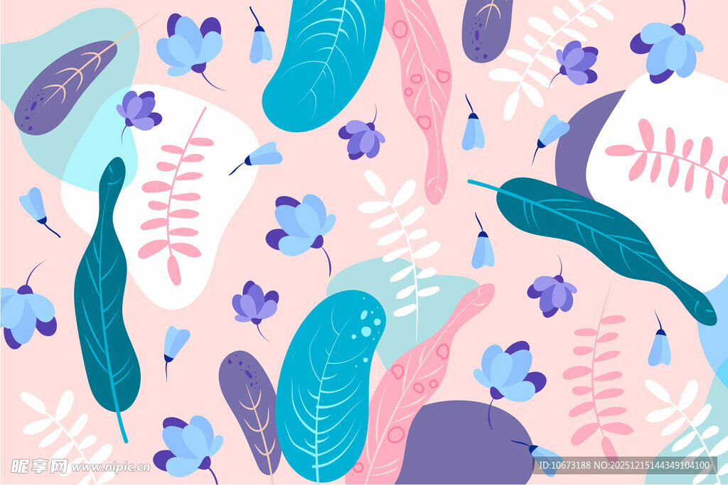 梦幻花卉鱼群图案背景