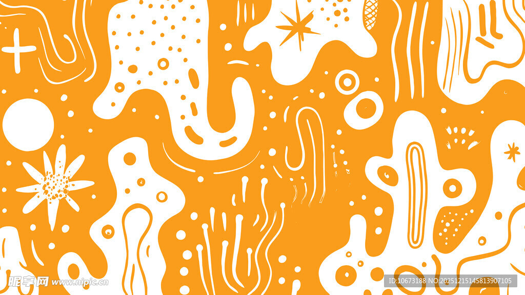 橙色海洋生物图案背景