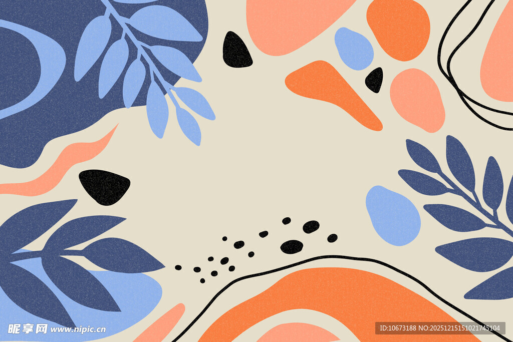 抽象多彩植物图案背景