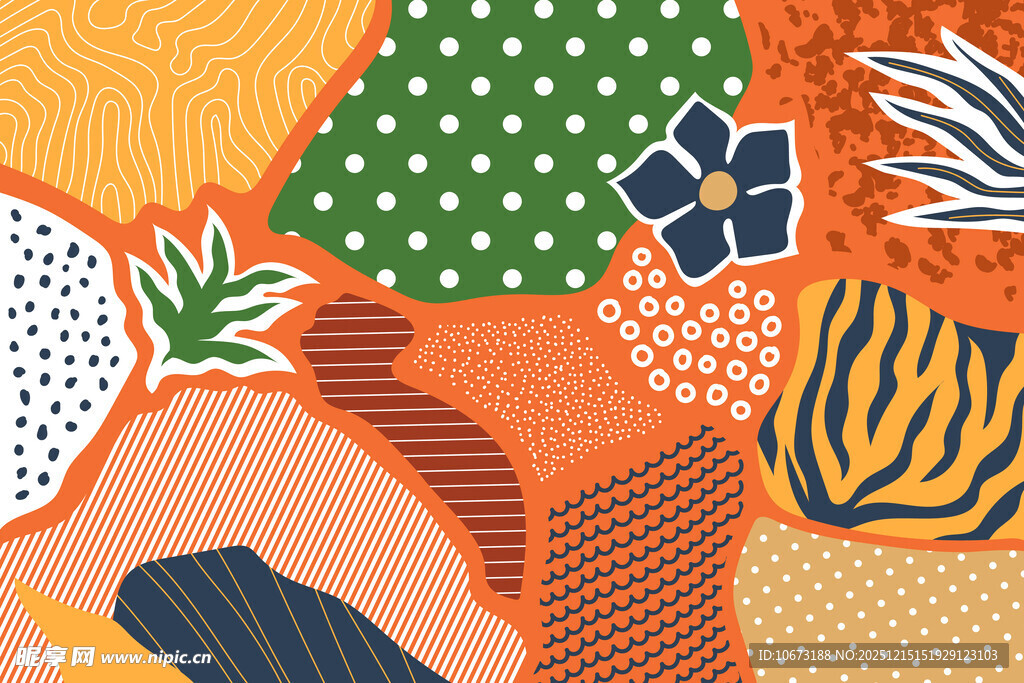 多彩几何植物图案背景