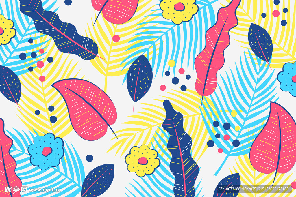 多彩植物图案装饰背景