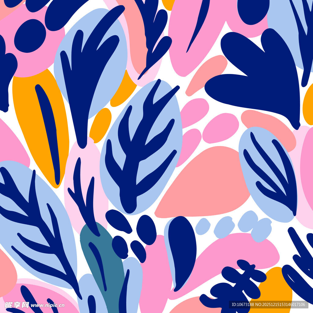 多彩抽象植物图案背景