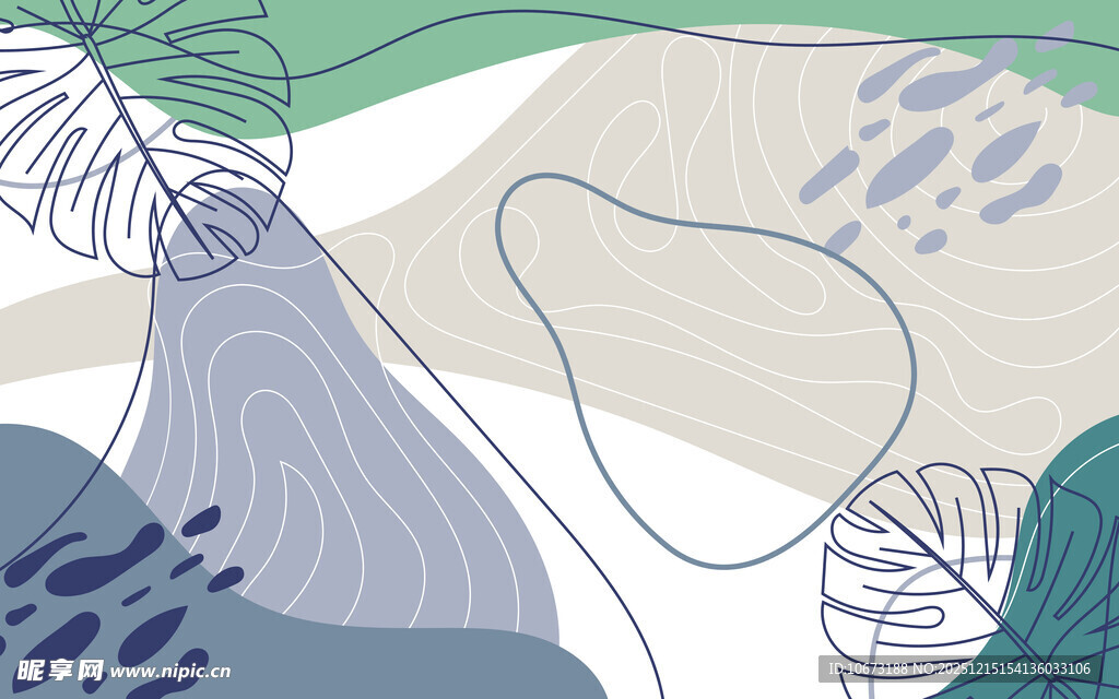 抽象几何植物背景图案