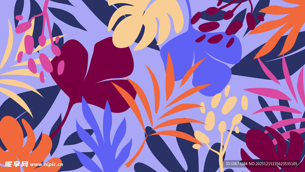 热带花卉植物图案背景