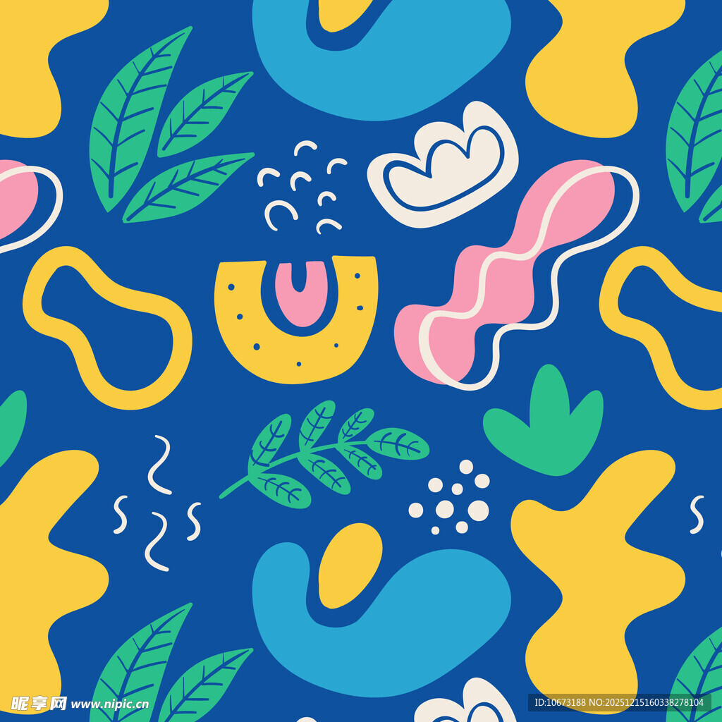 蓝色背景多彩抽象图案