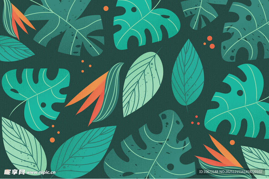 热带植物无缝图案背景