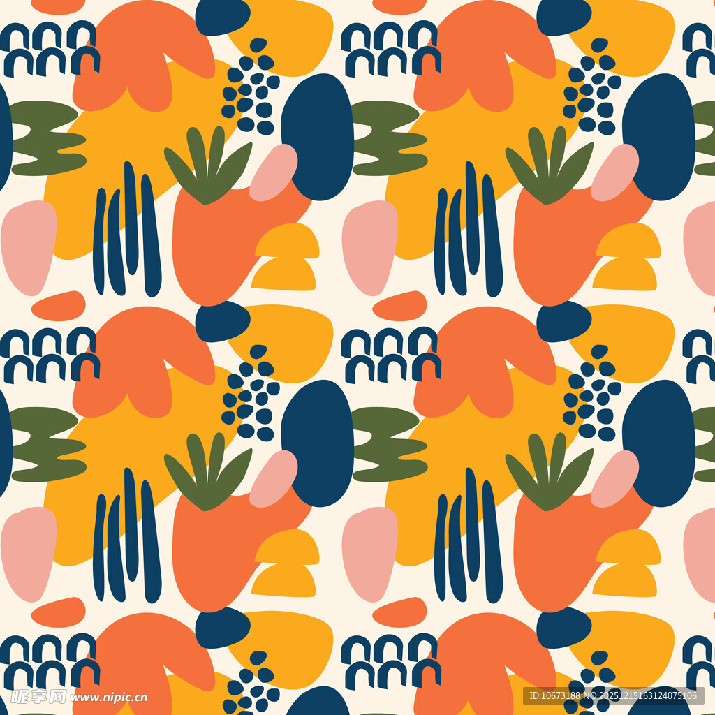 多彩植物几何图案背景