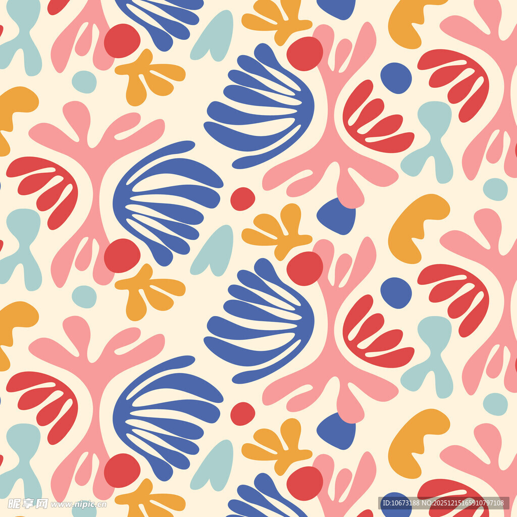 多彩花卉几何图案背景