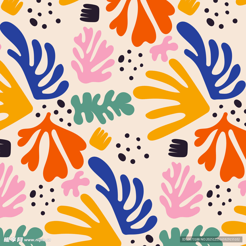 多彩手绘植物图案背景