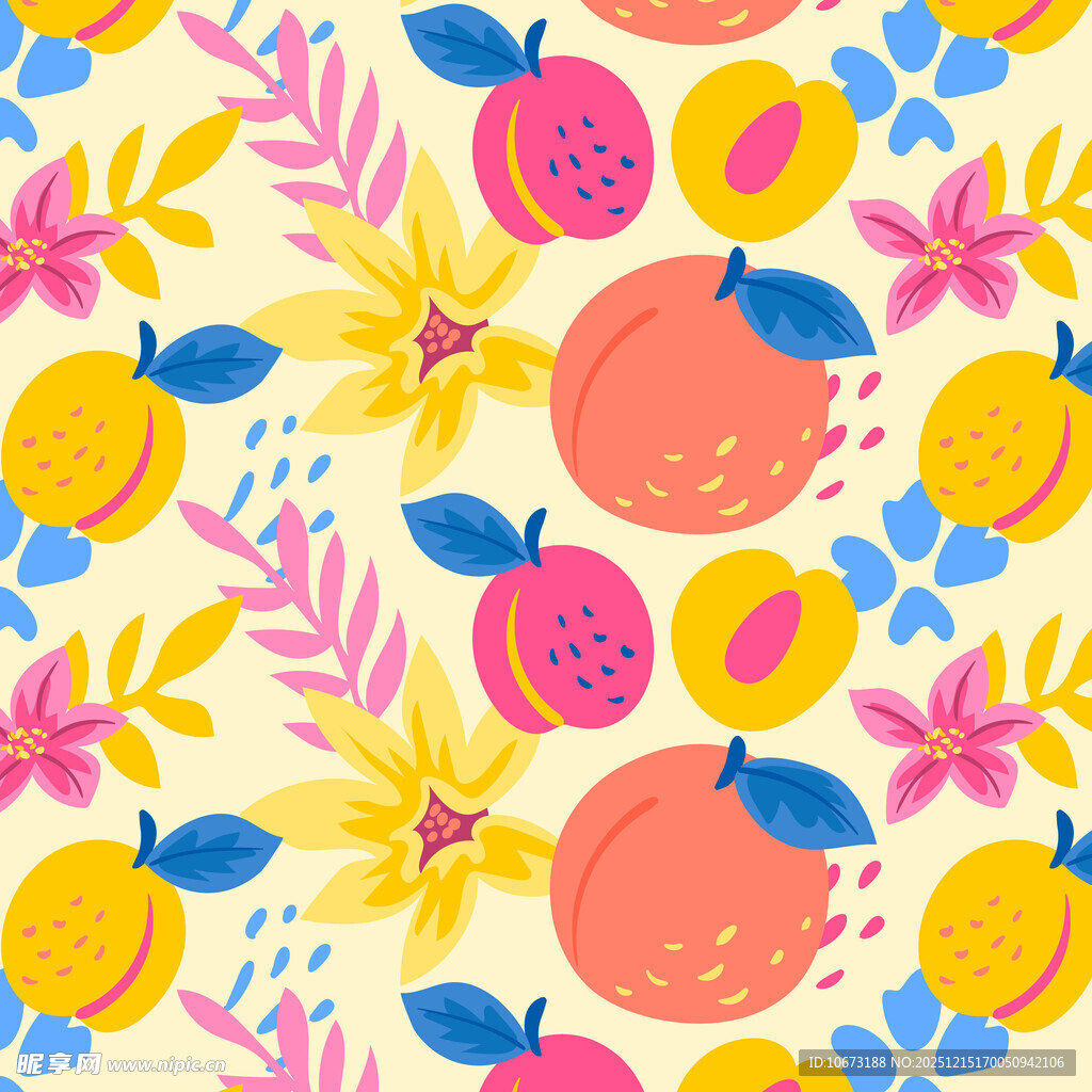 水果花卉缤纷图案背景