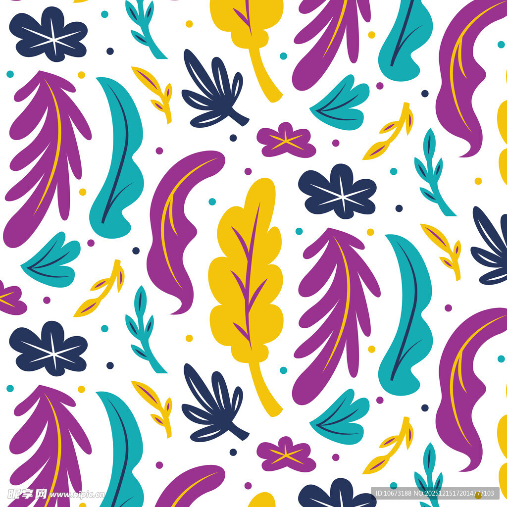 多彩植物图案无缝背景