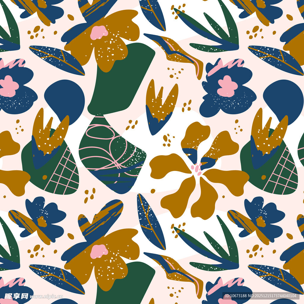 花卉植物图案的多彩背景