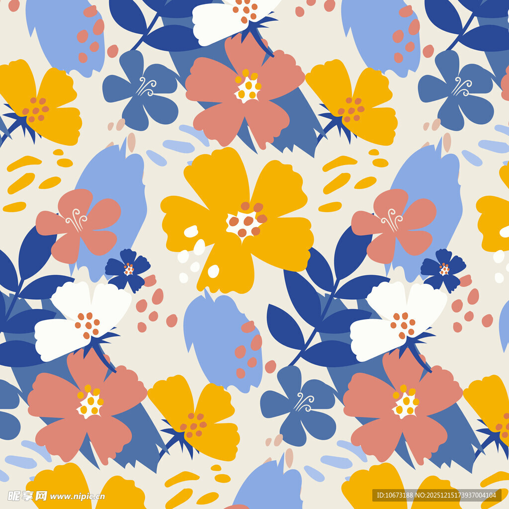 多彩花卉图案背景设计