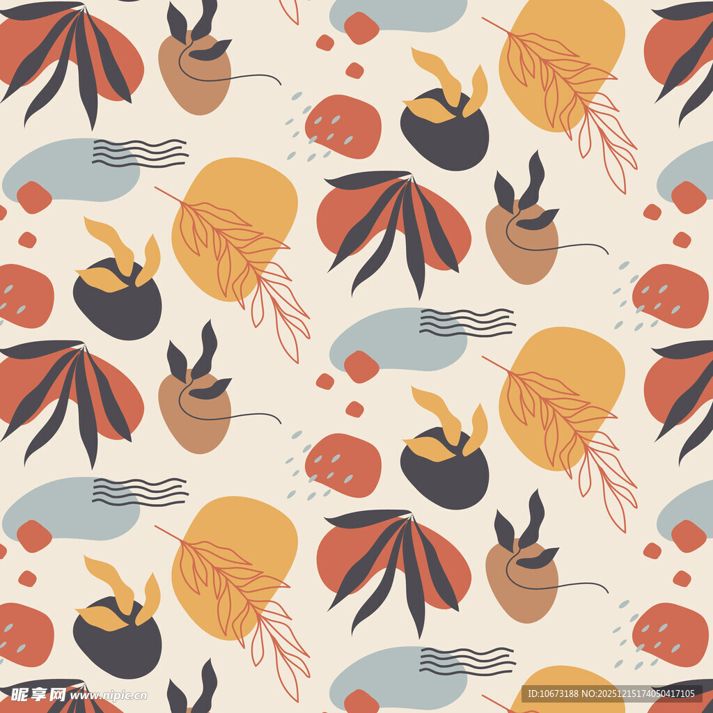 海洋生物图案的可爱插画