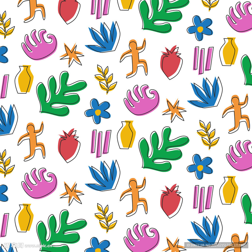 多彩花卉动物图案背景