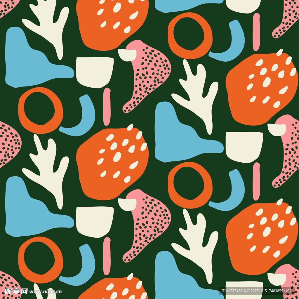 多彩蘑菇植物图案背景