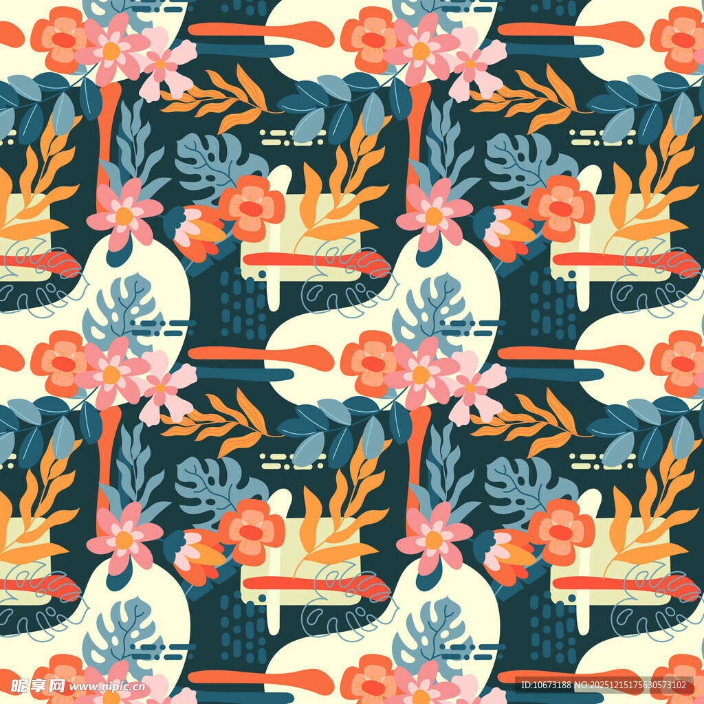 花卉兔子图案的精美织物