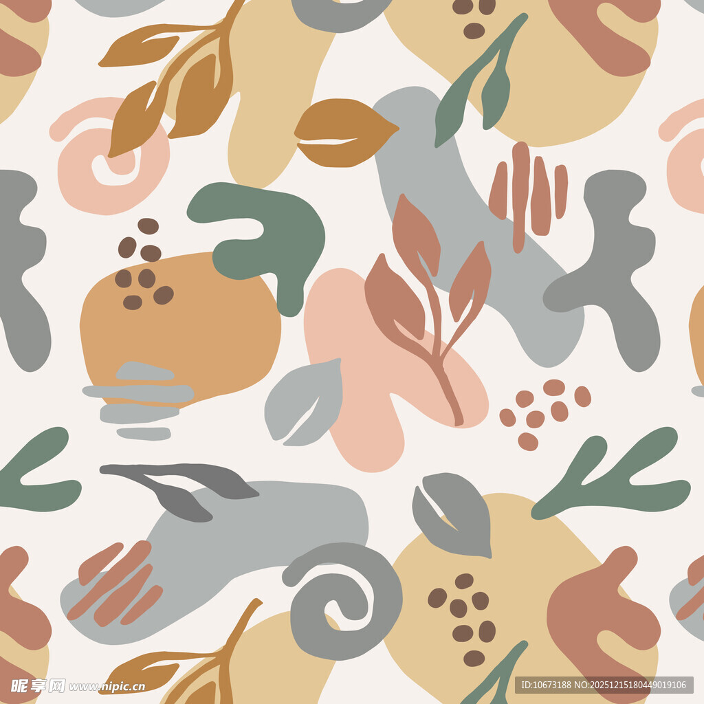 抽象植物动物图案无缝背景