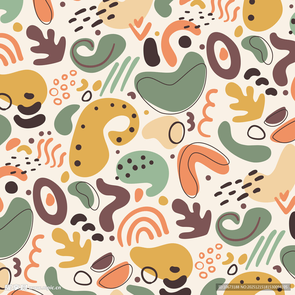 多彩手绘风植物图案背景