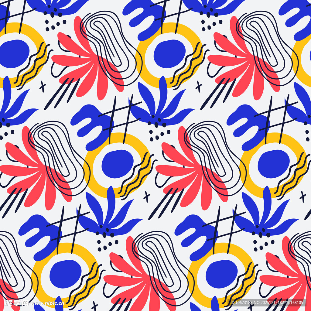 抽象几何植物图案设计