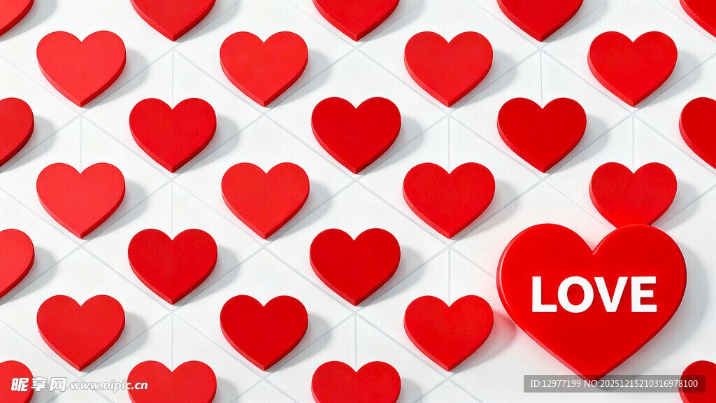 红心簇拥的爱意符号