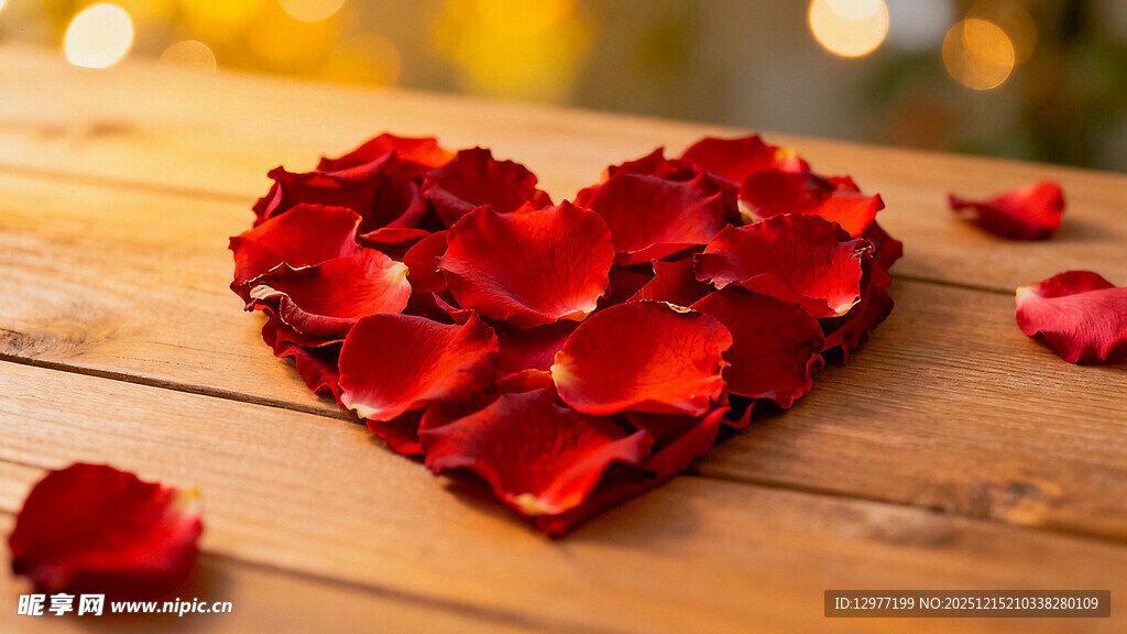 心形玫瑰花瓣浪漫场景