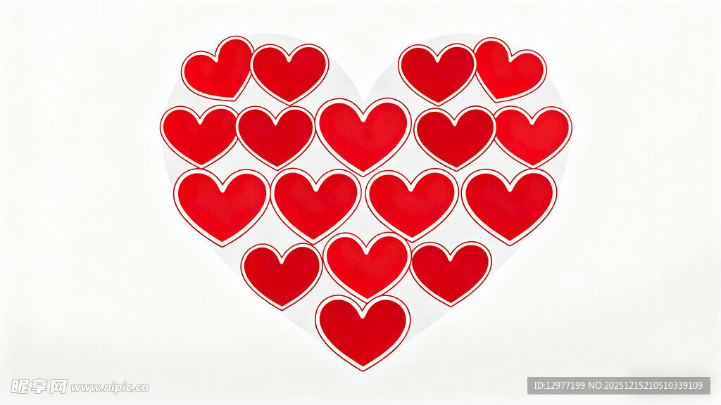 红心组成的心形图案