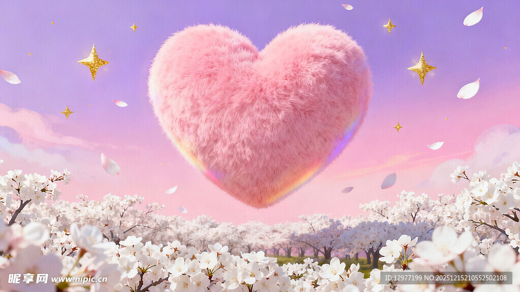 梦幻爱心飘于繁花星空