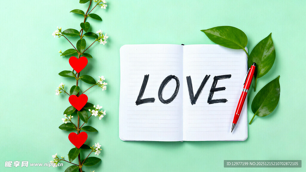 爱主题静物 绿植与书本