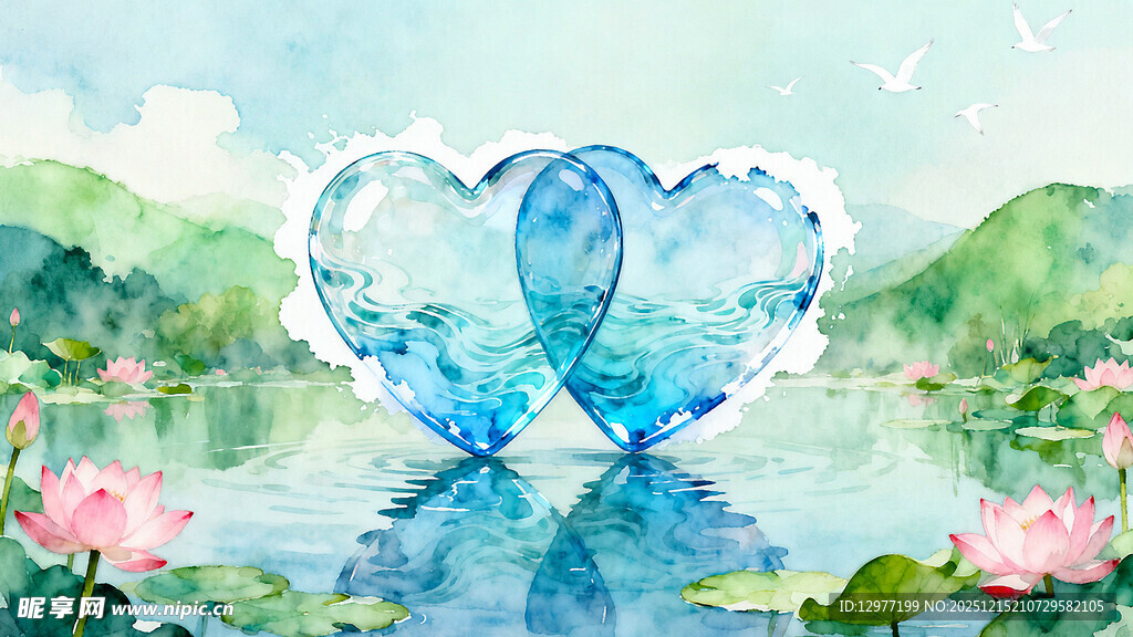 水中双心 浪漫梦幻景象