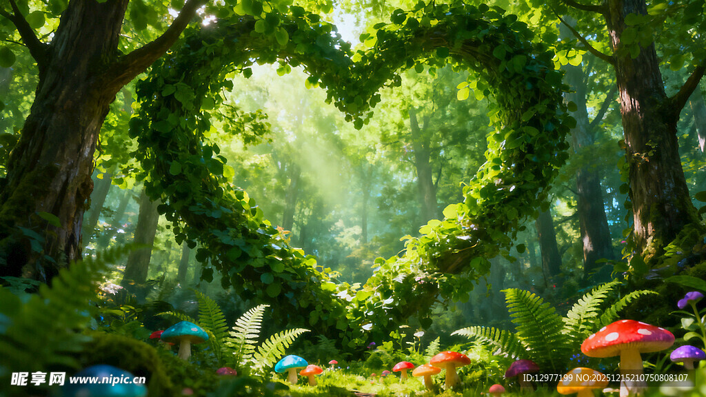 心形绿植森林梦幻美景