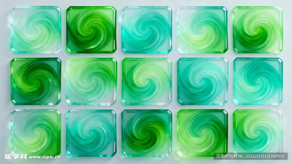 绿色渐变方形抽象艺术图案